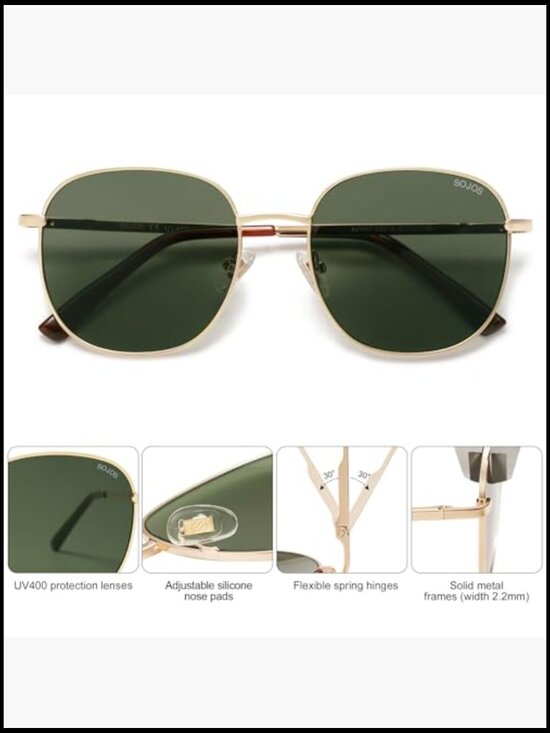Vintage Square Sunglasses Women Men Big Frame Gold Shades UV Protection main image 6